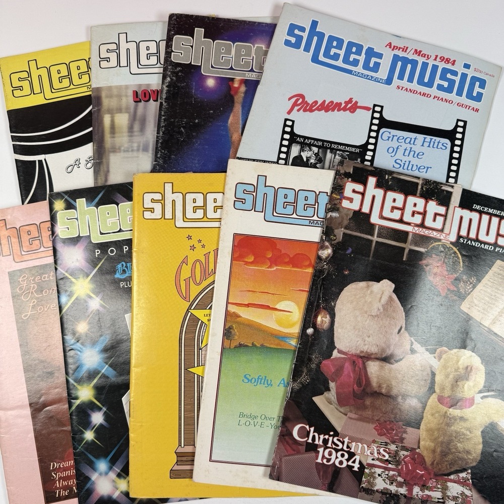 Sheet Music Magazine 1984 Complete Year 9 Issues Vocal Piano Guitar Vintage